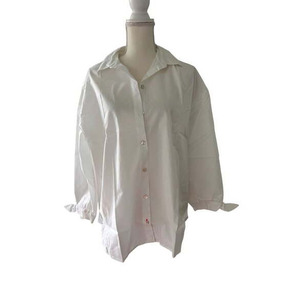 LILLY PULITZER Lesia White Relaxed Button Down Shirt Size M NEW New with tags - Picture 2 of 4
